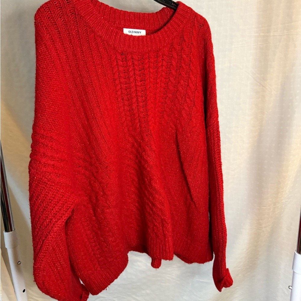 Old Navy Women's Vibrant Red Crew Neck Sweater